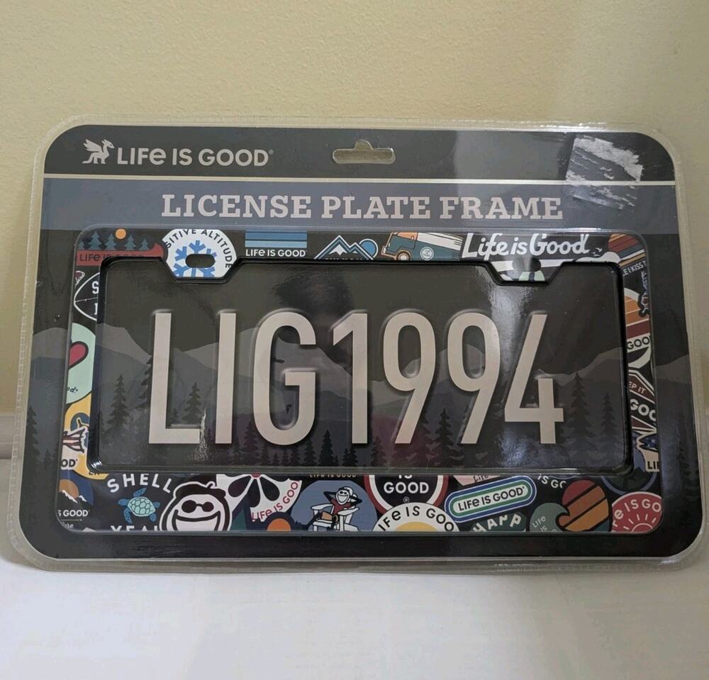 LIFE IS GOOD New Multicolor Stainless Steel License Plate Frame Cartoon New Cute